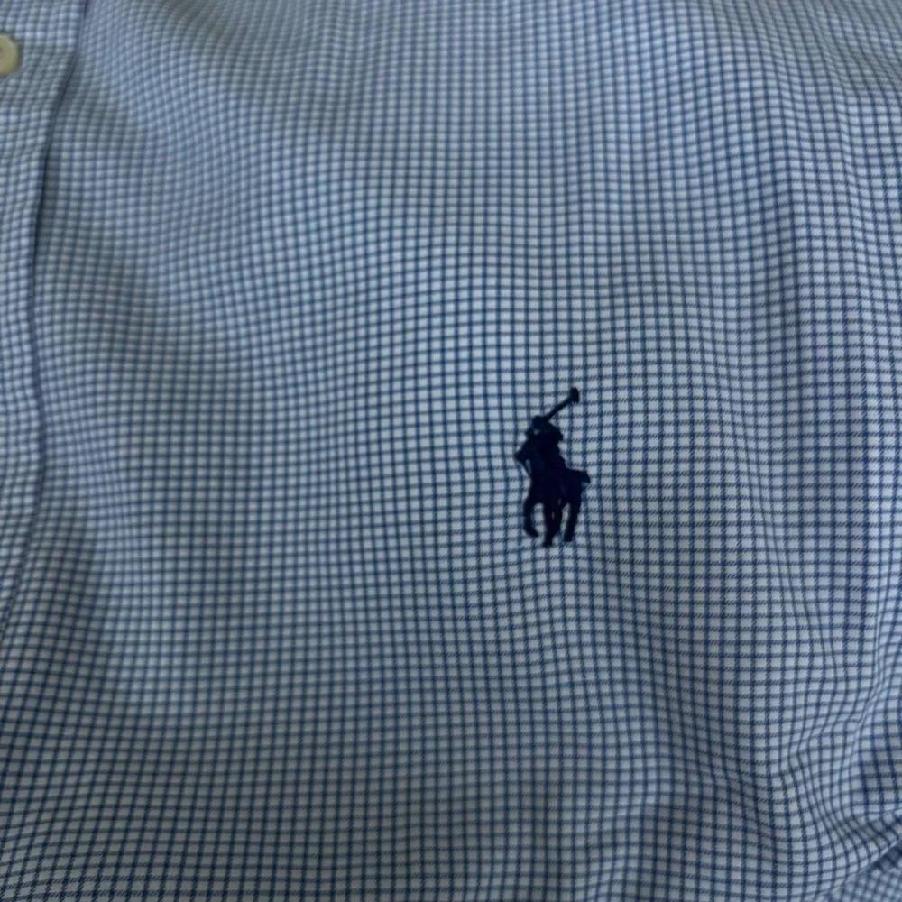 Polo Ralph Lauren Shirt Mens 18 34/35 Blue Check Button-Down Long Sleeve preppy